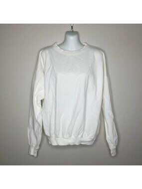 Quitman USA Womens White Crewneck Cotton Shirt Large Crafters Applique